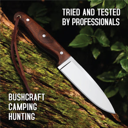 H & H BLADES Handmade D2 Steel Skinning Knife With Leather Sheath-10 Fixed Blade Hunting Knife Best For Bushcraft, Survival,Camping,Fishing and Outdoor Activities-Collector Hunter Men Gifts