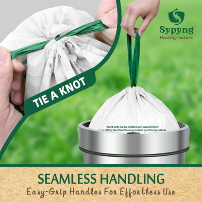 Compostable Kitchen Waste Trash Bags 1.6-2 Gallon (100 Pack) Heavy Duty 100% Biodegradable White Compost Bags for Countertop Bin, ASTM D6400, BPI & OK Compost HOME Certified, Eco-Friendly & Recyclable