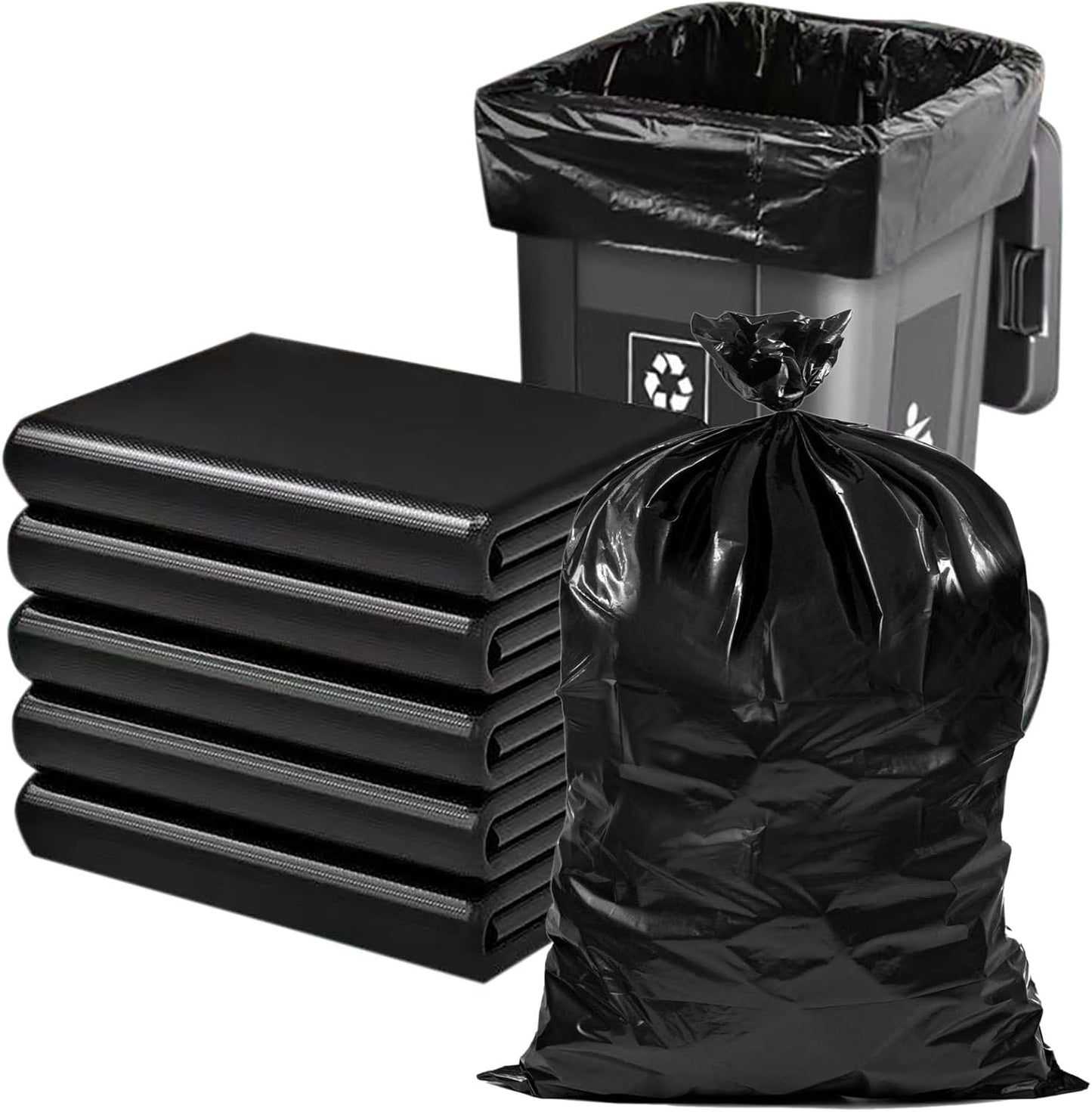 65 Gallon Trash Bags 1.8 Mil -50''x55'' Pack of 50 Thick Large Heavy Duty Multi-Use Garbage Bags Extra Large Strong Trash Can Liners for Office, Picnic,Kitchen, Bulk Bags (65 Gallon 50 Count)