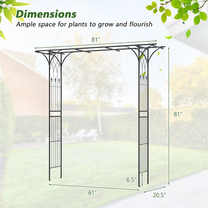 SAFSTAR 81-Inch Garden Arch, Metal Arbor Archway for Climbing Plants, Decorative Lawn Arbor, Heavy-Duty Arch Trellis for Climbing Plants Outdoor Wedding Ceremony Party Backyard