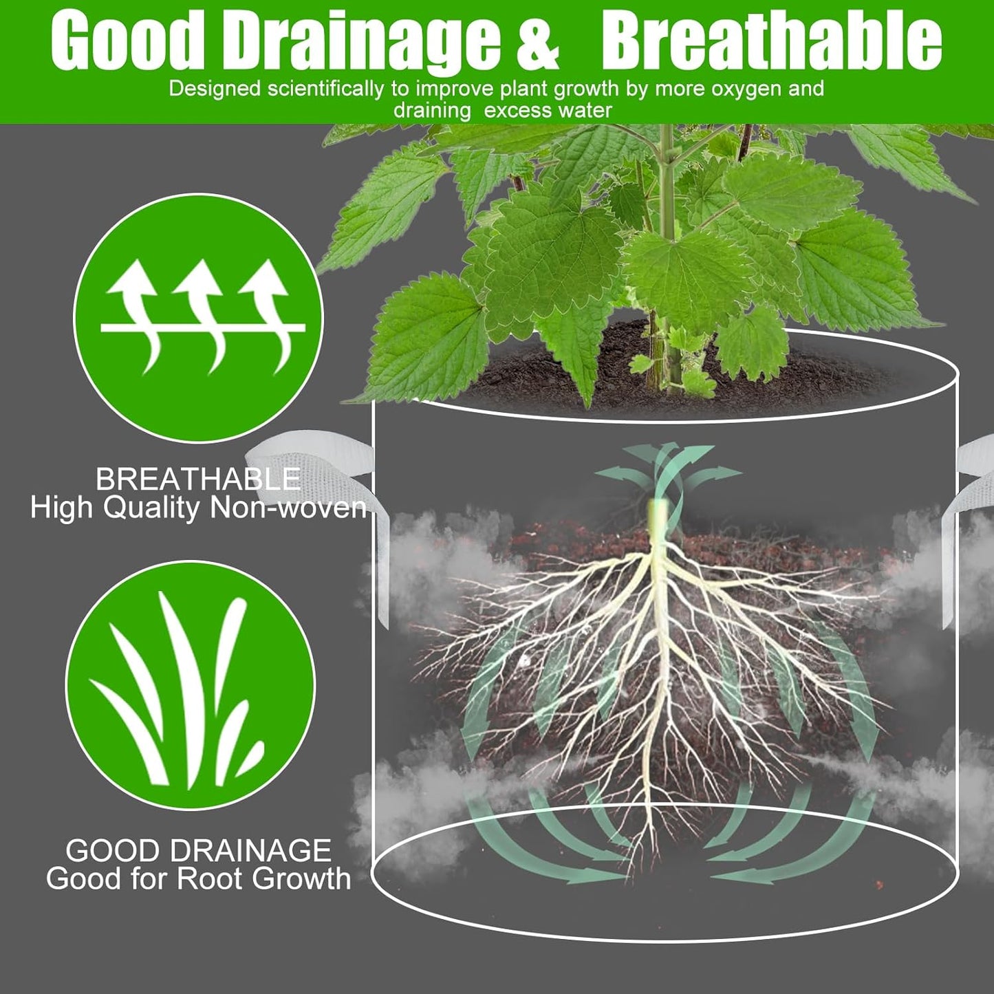 6-Pack Fabric Grow Bags 3 Gallon – Colorful 300G Thickened Nonwoven Planter Pots with Sturdy Handles, Breathable Garden Bags for Vegetables, Potato, Flowers