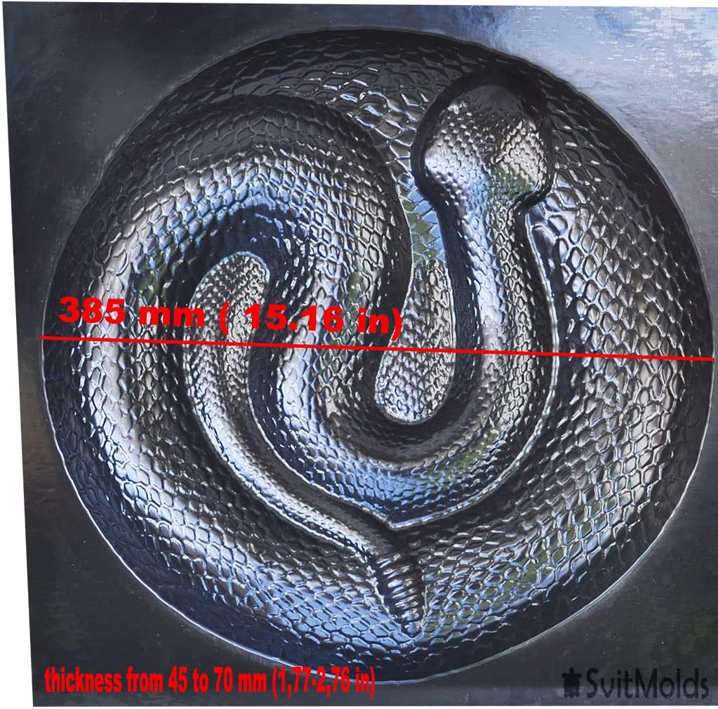 SvitMods Mold Snake DIY Statue for Garden Black ABC Plastic Concrete Cement Mould Rattlesnake Garden Decor Mold Croc for Garden Figure (D72 + D72-Smsll)