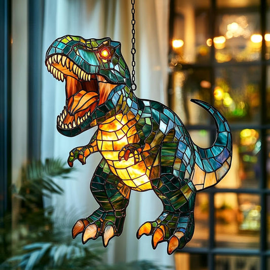 Fierce T-rex Acrylic Suncatcher Stained Glass Effect Window Car Hanging Christmas Ornament Indoor