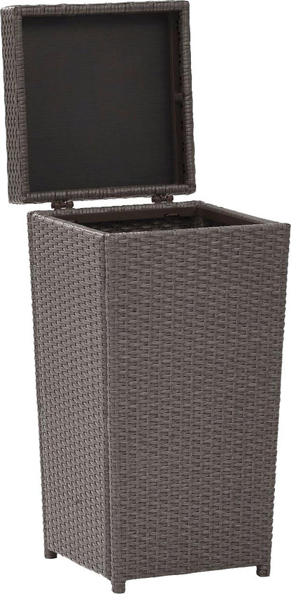 Crosley Furniture Palm Harbor Resin Wicker Outdoor Trash Can With Lid for Backyard, Patio, Deck, Balcony, Gray