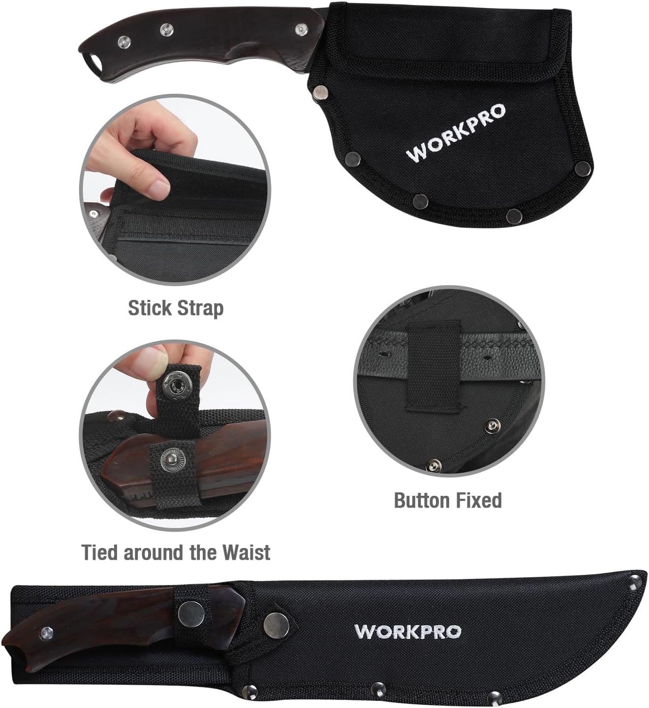 WORKPRO Axe and Fixed Blade Knife Combo Set, Full Tang, Wood Handle, for Outdoor Camping Survival Hunting, Sheath Included