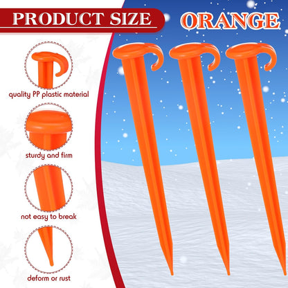 Vicenpal 24 Pcs 7 Inch Plastic Yard Stakes Inflatables Heavy Duty Plastic Garden Stakes for Tent Ground Replacement Outdoor Fence Lawn Pegs Landscape Staples Halloween Christmas Decorations (Orange)