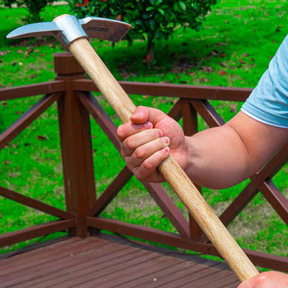 Gardening Pick Axes, 2 in 1 Multifunctional Mattock Pickaxe, Stainless Steel Double Headed Pickaxe with Wooden Handle for Weeding, Loosening Soil, Planting Vegetables, Digging Holes A