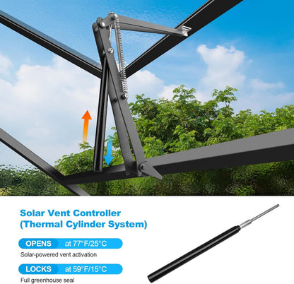 Greenhouse Vent Automatic Opener Greenhouse Accessories Window Opener Auto Vent Kit Sensitive Gardening Tools Automatic Greenhouses Supplies Solar Heat Sensitive Lifts 33lbs (4, Coal Black)