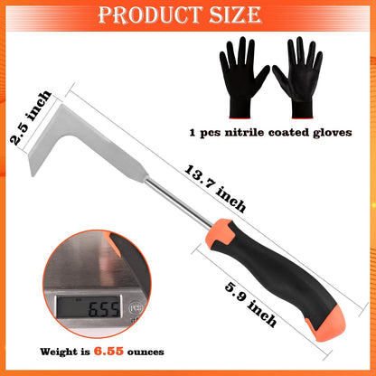 Patio Crack Weeder Tool with Ergonomic Handle – Stainless Steel Weed Puller for Patio Sidewalk Driveway Cracks | Rust Resistant Dual-Material Gardening Tool