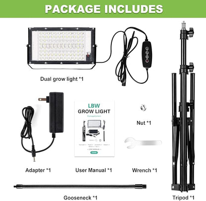 LBW Grow Lights for Indoor Plants, 96 LEDs Full Spectrum Standing Plant Grow Light with 4/8/12H Timer, 6 Dimmable Levels,68" Adjustable Tripod, Floor Grow Lamp for Tall Large Indoor Plants Growing