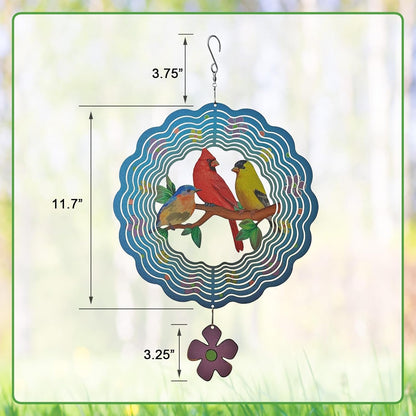 Birds Wind Spinner,Metal Wind Spinners for Outdoor,3D Double Sided Hanging Decor for Indoor,Outdoor,Unique Gifts for Women