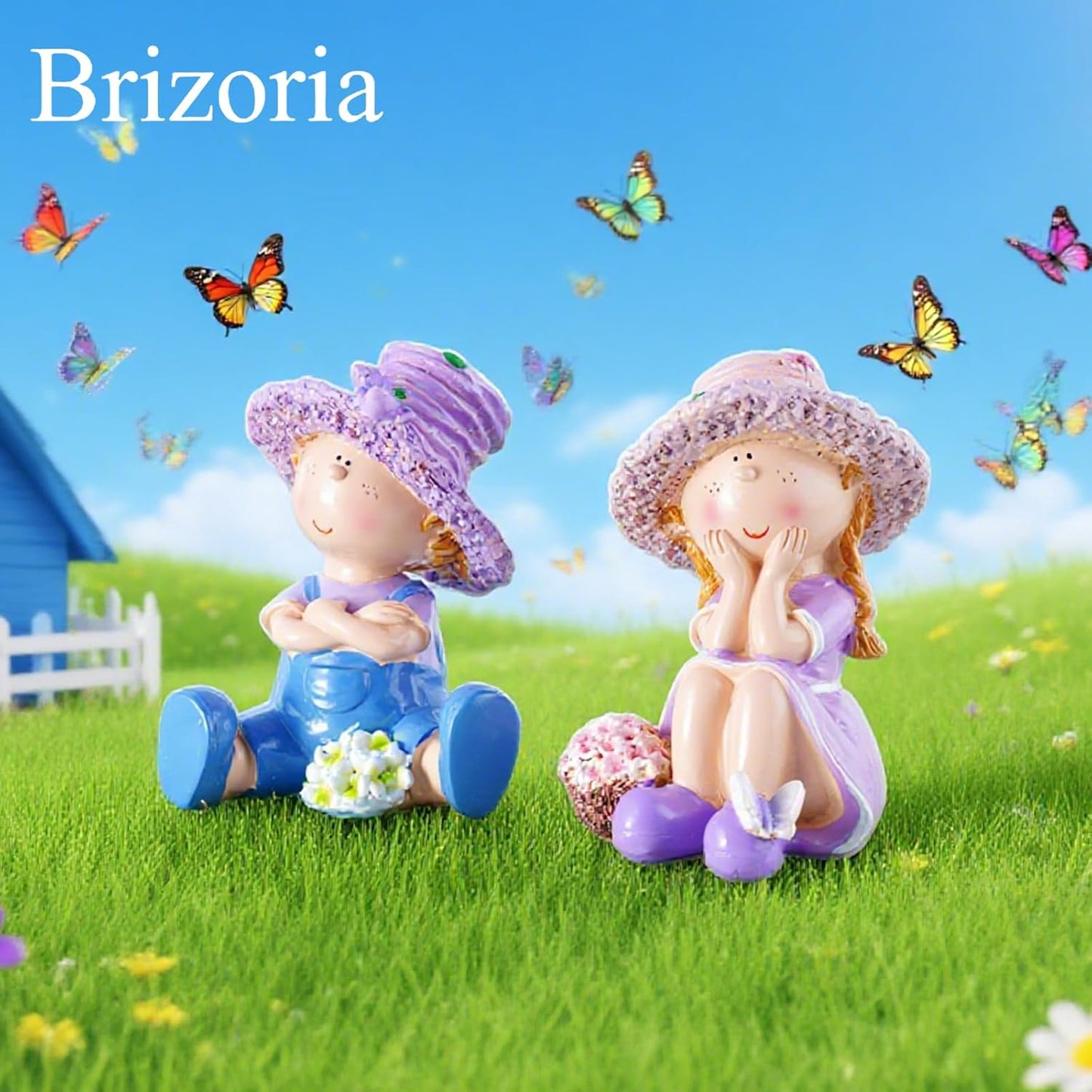 Lavender Garden Decorative Figurines,Resin Garden Statues for Outdoor Patio Lawn,Indoor Home Decoration, Ideal Gift for Parents and Friends,Outdoor Decor Housewarming Present