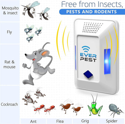 Ultrasonic Pest Control Repeller (2-Pack) Plug in Flea Rat Roach Mosquito Cockroaches Rodent Spider Scorpion Fruit Fly Insect Indoor Plug Repellent