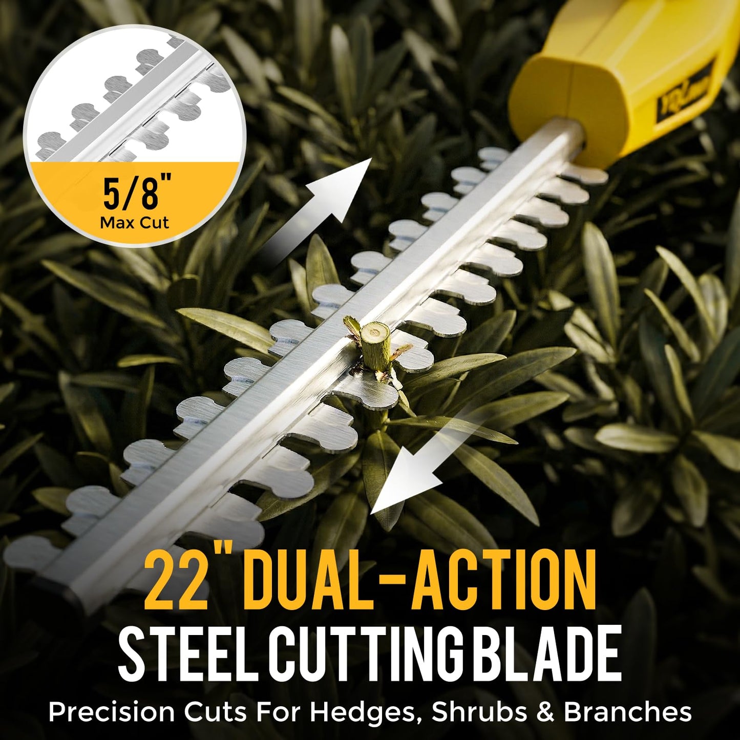 YDlawn 20V Cordless Pole Hedge Trimmer, 15 Ft Reach, 2 x 4.0Ah Batteries
