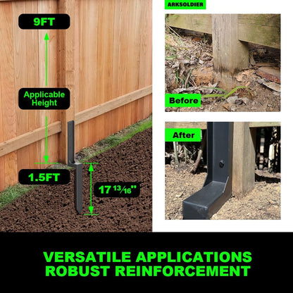 Fence Post Repair Kit - One-Piece Steel Anchors & Stakes to Quick Fix Broken/Leaning 4x4/6x6 Wood Posts Support (Thickened 11-Gauge, 8-Pack)