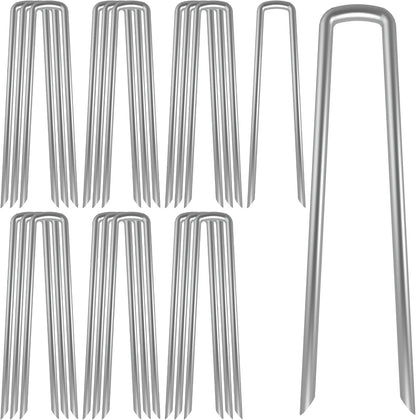AAGUT Landscape Staples 12 Inch 8 Gauge Galvanized Fence Stakes 20 PCS Anti-Rust Landscape Pins for Secure Lawn Fabric, Weed Barrier Fabric, Ground Cover, Dripper Irrigation Tubing Soaker Hose