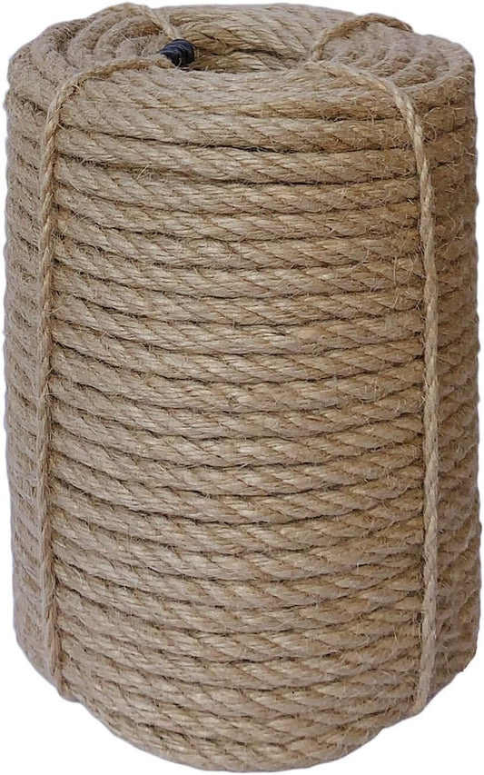 8mm Jute Rope, 164 Feet Braided Heavy Duty Twine, Thick Jute Twine Rope for Cat Scratch Post