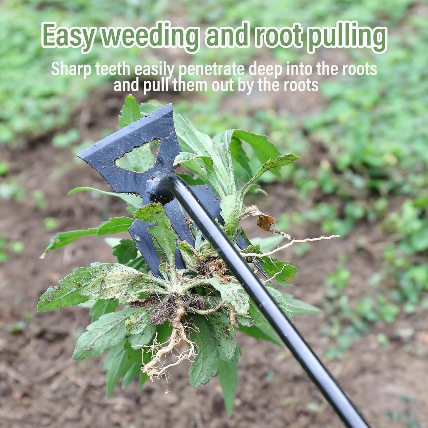 Weed Removal Tool, 2025 New Garden Weeding Tools Manganese Steel Hand Weeder Tool with Handle, 5 Teethes Dual Purpose Manual Weeders Tool Weed Pulling Tool for Garden (Black)