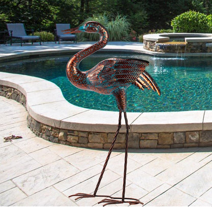 Natelf Garden Crane Statues for Outdoor Standing Patina Heron Decoy Yard Sculptures, Metal Bird Art Ornaments for Patio Lawn Pond Backyard Decorations