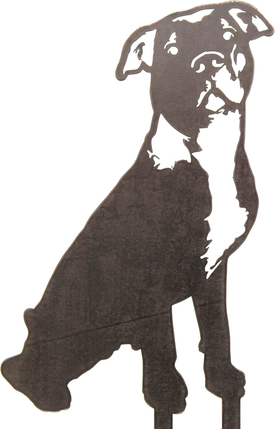 Corten Steel American Pit Bull Terrier Dog Silhouette Yard Stake (Large)