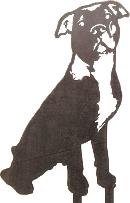Corten Steel American Pit Bull Terrier Dog Silhouette Yard Stake (Small)