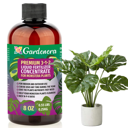 Premium Liquid Monstera Plant Fertilizer - 3-1-2 Concentrate for Indoor Plants and Flowers by Gardenera | Organic Plant Food for Monstera - 8oz