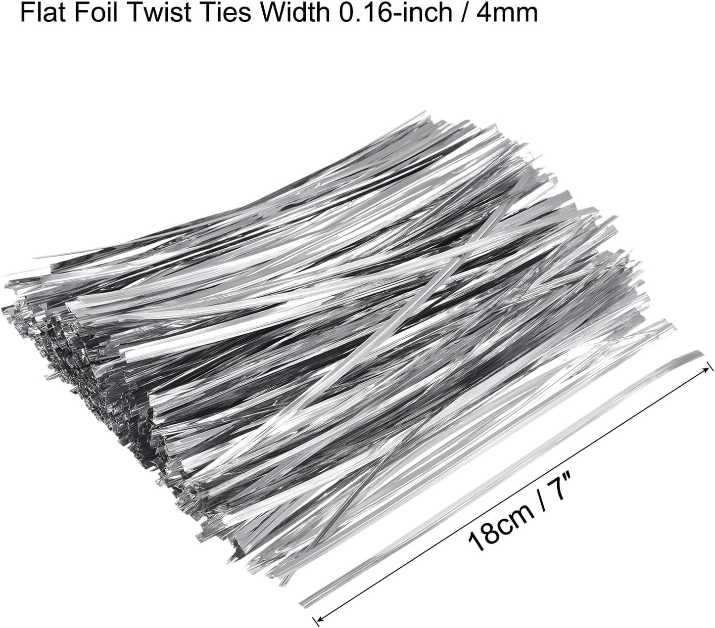 MECCANIXITY Foil Twist Ties 7" 18cm Metallic Plastic Closure Tie for Tying Bread, Candy, Cookies, Gift Bags Arts Crafts Ties Silver Tone Pack of 750