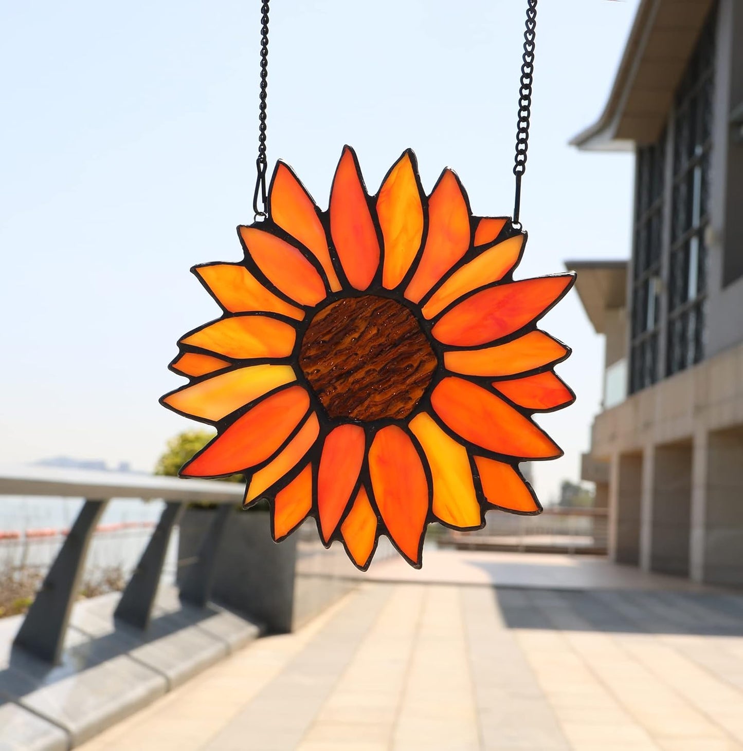Sun Flower Suncatcher Stained Glass Window Hangings, Sunflower Decor Wall Art for Kitchen Livingroom Office,Sunflower Gift for Mom Women Aunt Sister Friends
