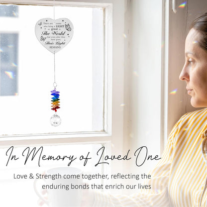Memorial Suncatcher Ornament - There are Some who Bring a Light - Sympathy Gift for Loss of Loved One - Crystal Rainbow Maker - Bereavement Hanging Crystal Decor - Loss of Mom Dad Friend Pet