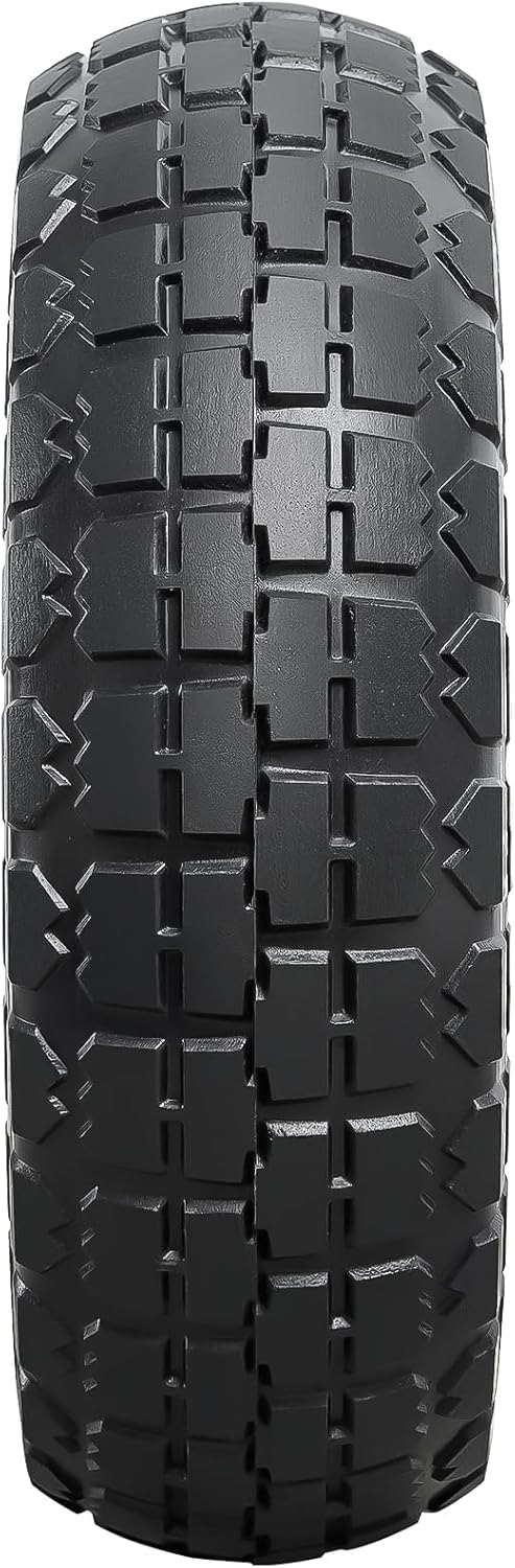 2 Pcs 10” Solid Tires, 10" x 3" Flat Free Tire and Wheel with 5/8” Axle Bore Hole and Double Sealed Bearings,2.1" Offset Hub Compatible with 10x3 Hand Truck, Wheelbarrow, Lawn Mower Tires