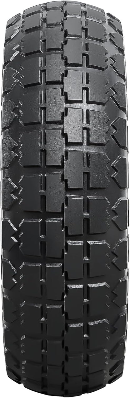 2 Pcs 10” Solid Tires, 10" x 3" Flat Free Tire and Wheel with 5/8” Axle Bore Hole and Double Sealed Bearings,2.1" Offset Hub Compatible with 10x3 Hand Truck, Wheelbarrow, Lawn Mower Tires