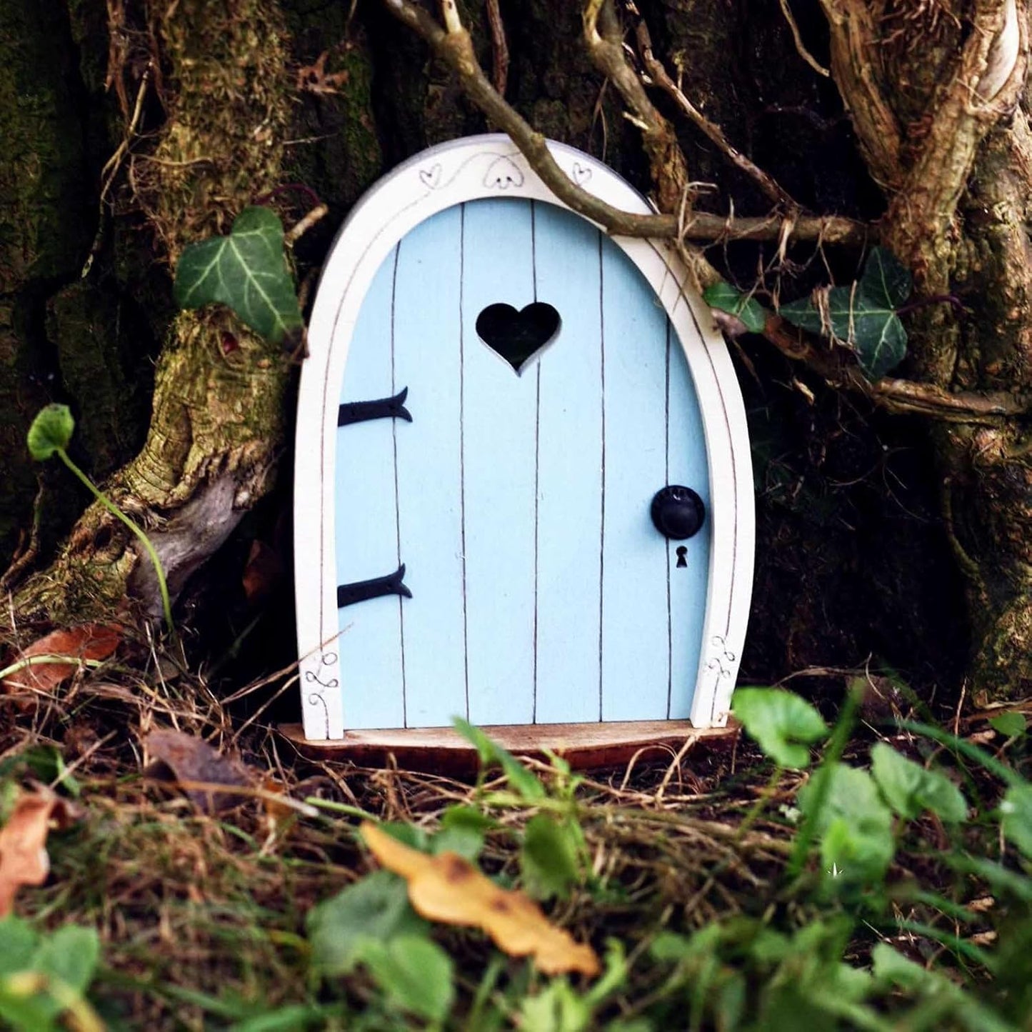 Whimsical Miniature Fairy Door - Handcrafted 3D Mini Woodland Portal Tree Accessory for DIY Garden Landscapes, Terrarium Decor & Collector's Fantasy Displays（Blue Streak ）