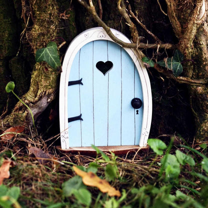 Whimsical Miniature Fairy Door - Handcrafted 3D Mini Woodland Portal Tree Accessory for DIY Garden Landscapes, Terrarium Decor & Collector's Fantasy Displays（Blue Streak ）