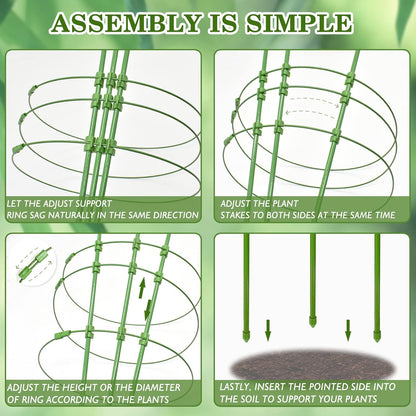Halatool 4 Packs Tomato Cage Plant Support Cages for Garden 18 inches Adjustable Tomato Cage Cucumber Trellis Plant Support Stakes with 10 Pcs Plant Clips for Climbing Plants, Potted Plants