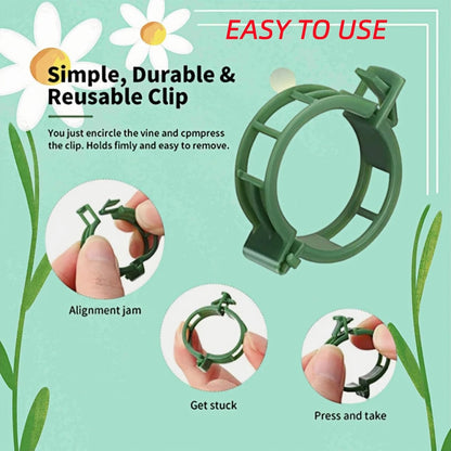 100Pcs Secured Plant Clips - Reusable Plastic Trellis Support for Tomato, Vine, Climbing Plants | Garden Clips for Vegetables & Outdoor Plants