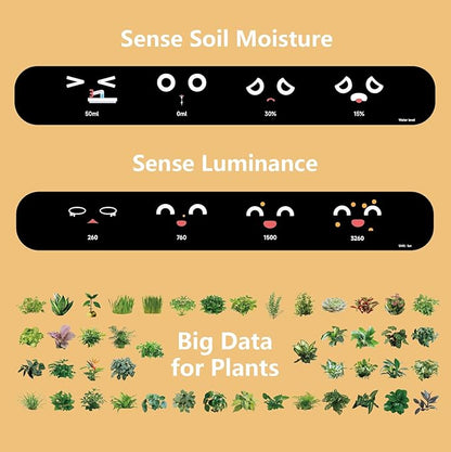 Smart pet Planter Robot Guidance on Plant Care with Emojis, Adorable Plant Companion with Rich Gesture Interaction, Neat Desk Setup Gift (White)
