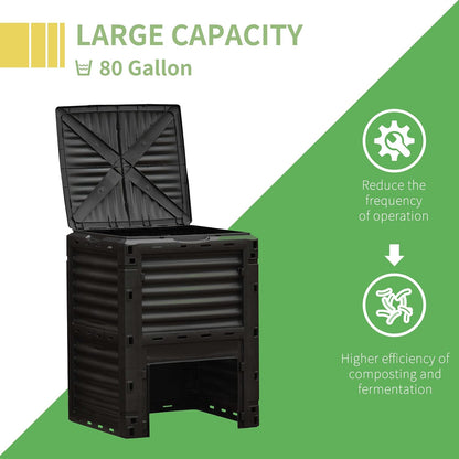 Planters,Garden Compost Bin 80 Gallon Outdoor Large Capacity Composter Fast Create Fertile Soil Aerating Box, Easy Assembly, Yellow