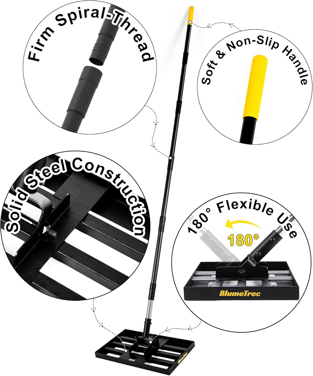 Lawn Leveling Rake, 17"x10" Heavy Duty Sand Leveling Tool with 6.7FT Stainless Steel Long Handle, Golf Rake for Soil, Compost, Gravel, Lawn Leveler for Yard, Garden, Landscaping Level Tool