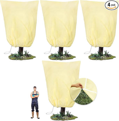 TCBWFY 95x80inches Huge Plant Covers Freeze Protection Frost Cloth for Outdoor Plants,2.82oz/yd² Thickened Winter Tree Covers with Zipper Drawstring,4 Pack Frost Blanket from Wind,Pest and Animal