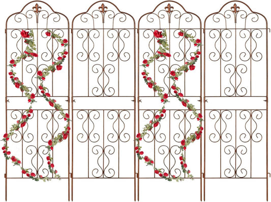 hogardeck 4 Packs 60 * 18 inch Metal Garden Trellis for Climbing Plants Outdoor,Heavy Duty,Gold