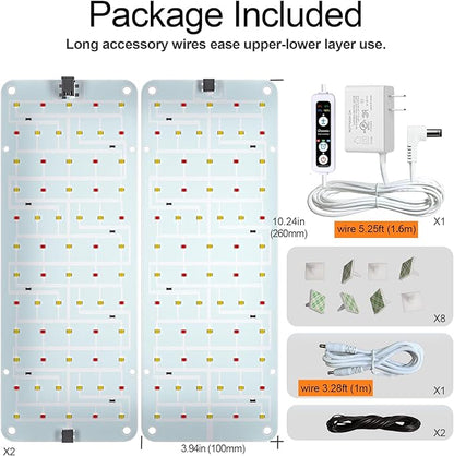 DOMMIA Grow Light, 20W Ultra-Thin Panel Grow Lights for Indoor Plants, High PPFD Full Spectrum, Dimmable, 6/12/16H Timer Auto on/Off, Suitable for Indoor Growing, Warm White 1-Pack
