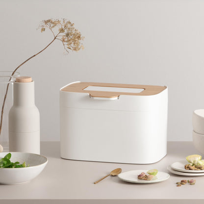 KAZAI. Compost Bin Kitchen 'Elin' | 1.2 GAL / 4.5L Countertop Compost Bin with Wooden Lid & Filter