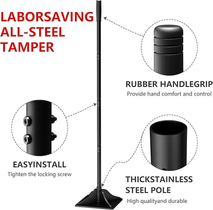 Steel Tamper Tool,63 Inch Handle,Hand Ground Tamper Tool,Durable Plate Soil Compactor,Garden Heavy Duty Tool for Leveling Soil,Gravel,Asphalt,Driveway
