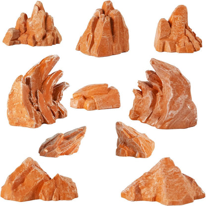 Warmtree 10 Pcs Simulation Rockery Diorama Rocks Stone for Diorama Supplies Miniature Terrain Fairy Garden Zen Garden Accessories Terrarium Decor Tank Aquarium Decoration (Brown)