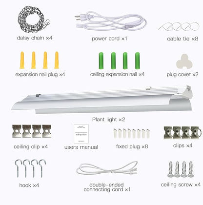 SZHLUX LED Grow Light 4ft 140W (2×70W) Full Spectrum 660nm 730 IR Included LED Plant Light for Indoor Plants, Super Bright Linkable Hanging Grow Light Sunlight Replacement Strip with Reflector