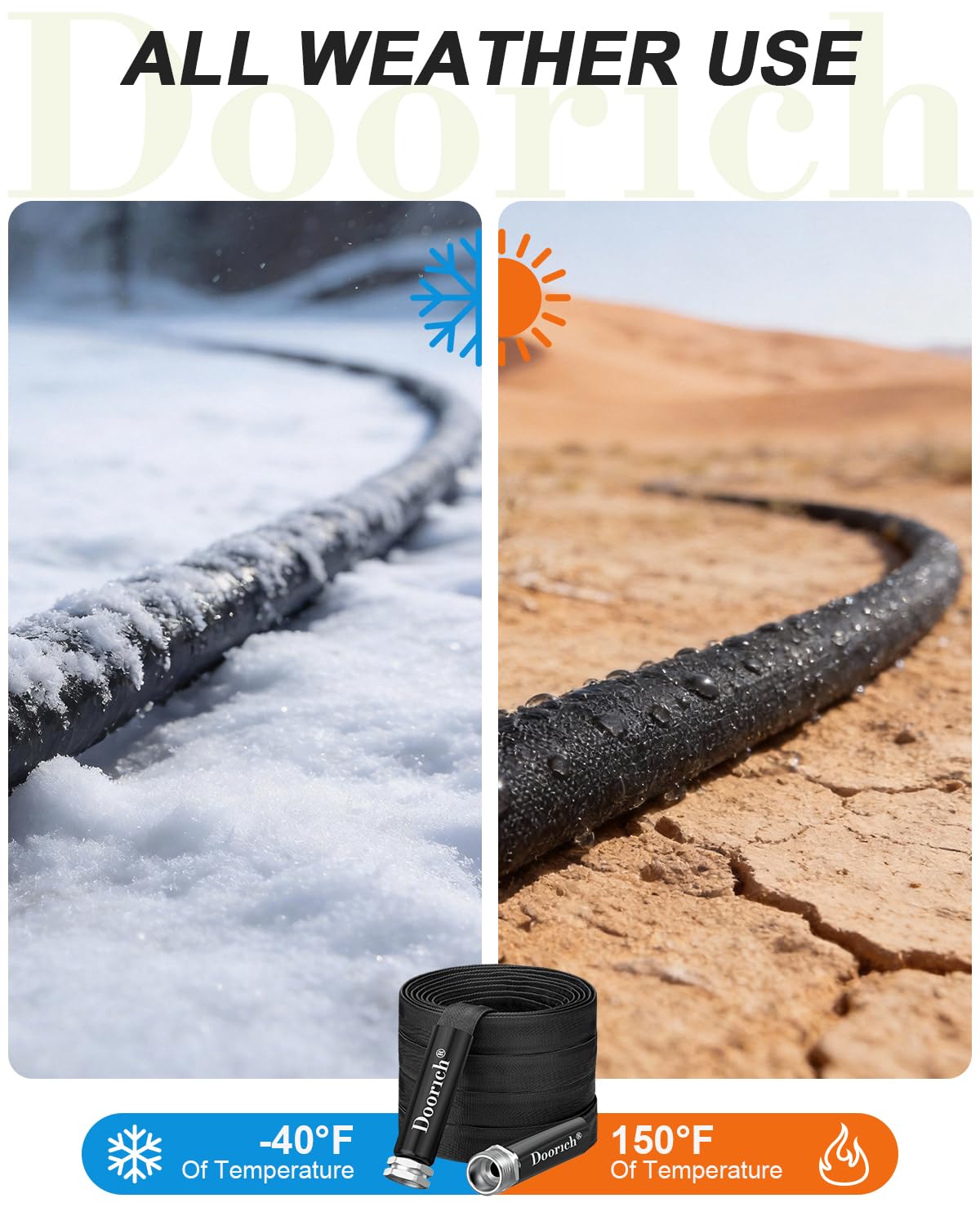 Doorich Garden Hose, Lightweight, Ultra Flexible, Durable, Kink-Free Water Hose - Made of TPU