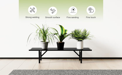 Zhongma One Tier Metal Plant Stand (35.43 L x 8.66 W x 7.9 H) Heavy Duty Plant Holder for Home, Window,Garden, Plant Lovers, Display Stand