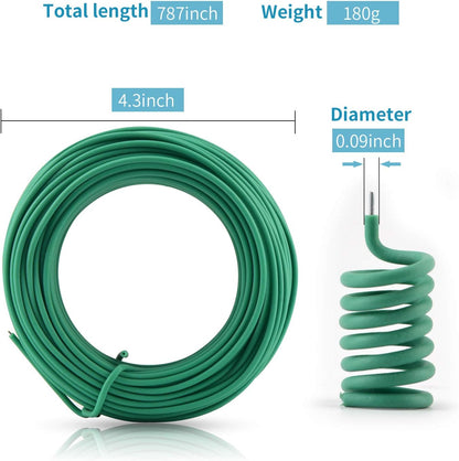 YDSL 66 Feet Soft Plant Tie, Green Twist Garden Ties for Plants, Office Organization and Home(Diameter - 2.5MM)
