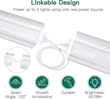 SZHLUX LED Grow Light 2FT Full Spectrum 2 Pack 80W (2×40W, 600W Equivalent) Sunlight Plant Light for Indoor Plants, Super Bright Grow Light Strips, Linkable Growing Light Fixture