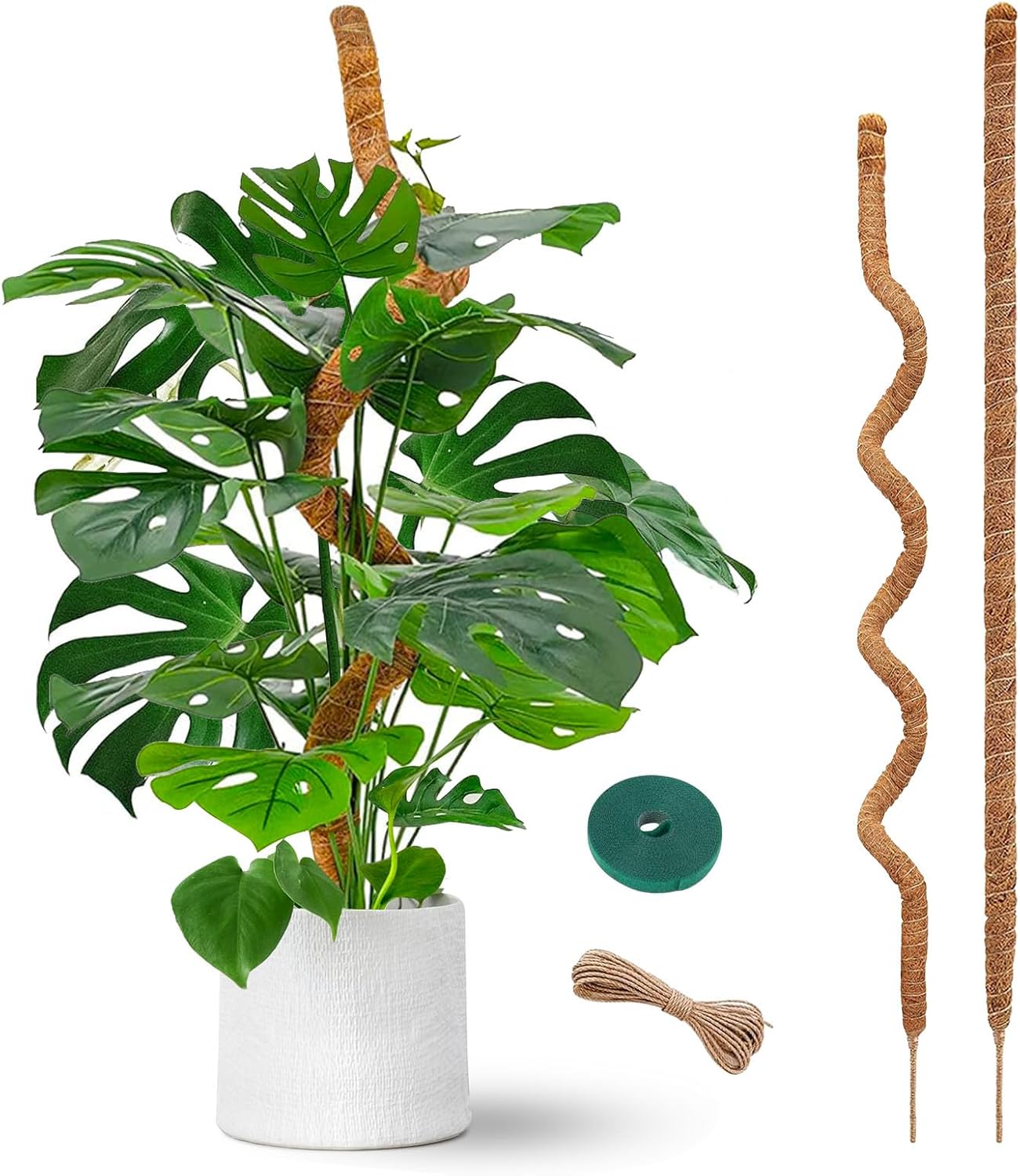2 Pack Moss Pole, 63 Inch Bendable Moss Poles for Plant Monstera, Tall Plant Support Stakes for Climbing Plants Indoor, Coco Coir Plant Stick Support Kit for Potted Plants, Pothos, Philodendron